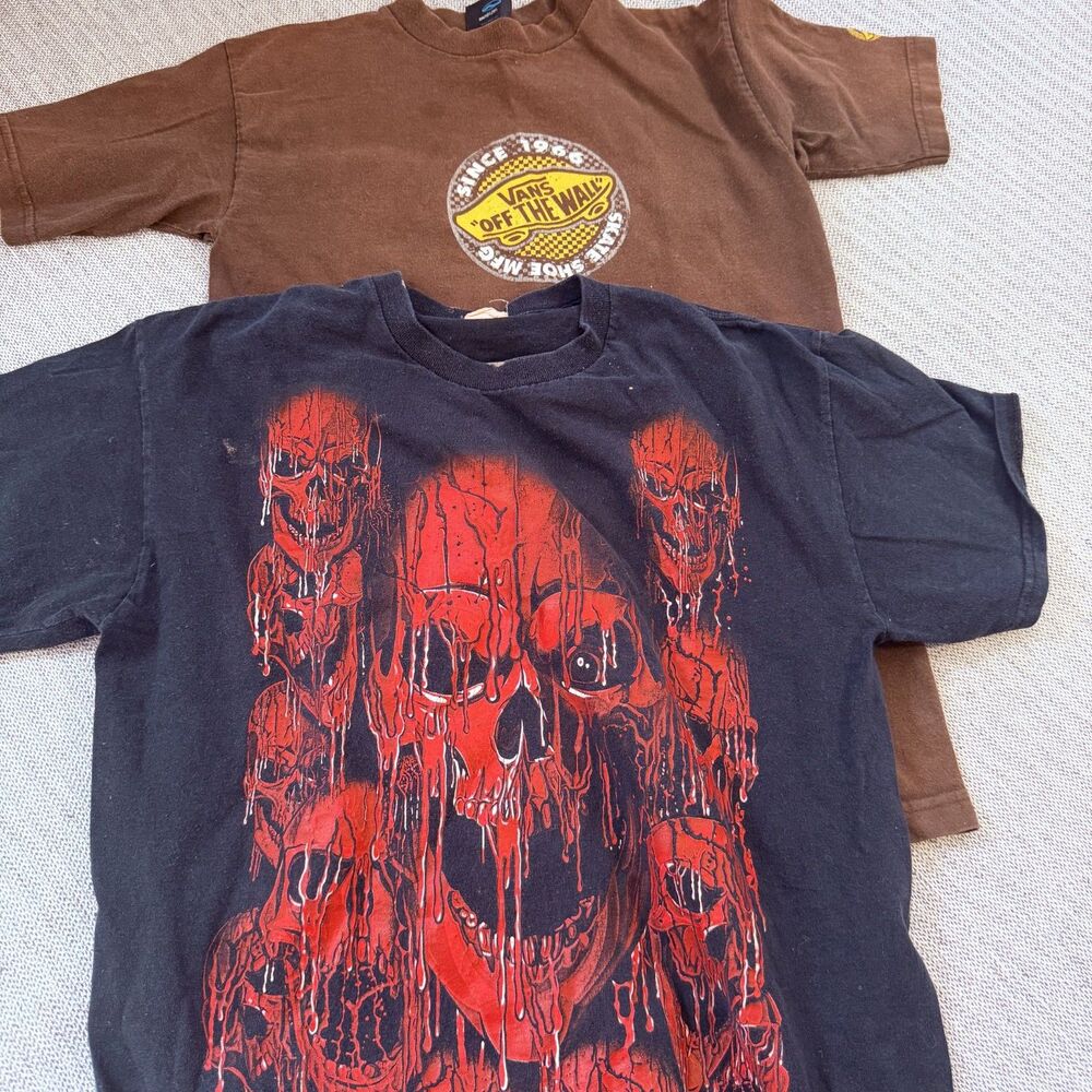 Vintage Graphic T Shirt Lot Mens S M Vans Off The Wall Skull Y2K Skater